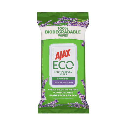 Ajax Eco Antibacterial Disinfectant Cleaning Wipes Lavender 110 Pack