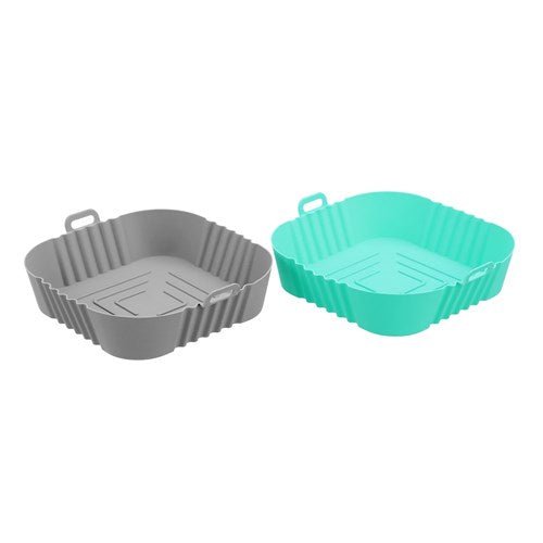 Silicone Air Fryer Tray 2Pk - Aqua & Grey