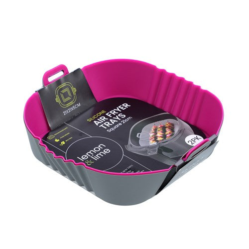Silicone Air Fryer Tray 2Pk - Pink & Grey