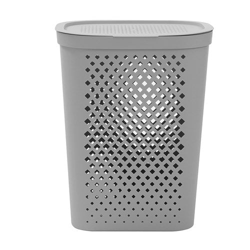 Boxsweden Diamond Laundry Hamper Lidded 56 Litre Grey *** LOCAL DELIVERY ONLY *** No postage available on this item