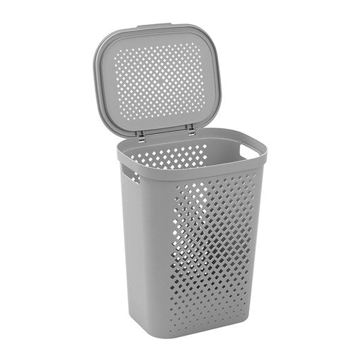 Boxsweden Diamond Laundry Hamper Lidded 56 Litre Grey *** LOCAL DELIVERY ONLY *** No postage available on this item