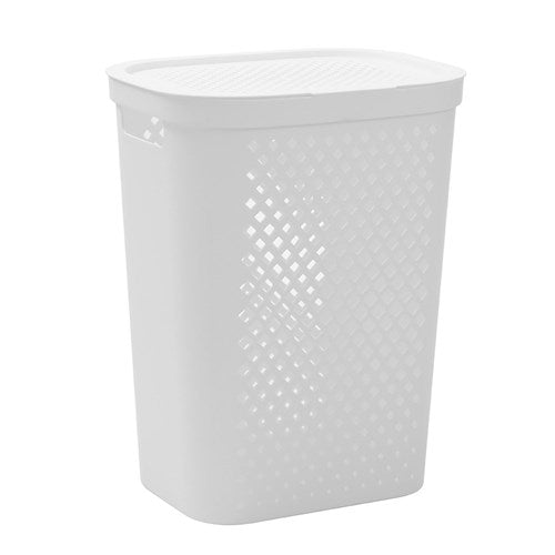 Boxsweden Diamond Laundry Hamper Lidded 56 Litre White *** LOCAL DELIVERY ONLY *** No postage available on this item