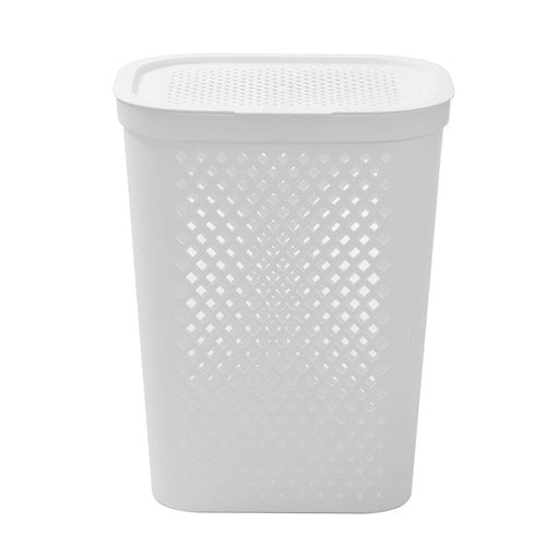 Boxsweden Diamond Laundry Hamper Lidded 56 Litre White *** LOCAL DELIVERY ONLY *** No postage available on this item