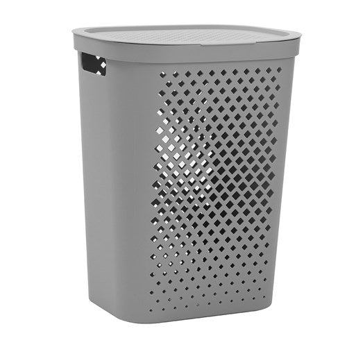 Boxsweden Diamond Laundry Hamper Lidded 56 Litre Grey *** LOCAL DELIVERY ONLY *** No postage available on this item