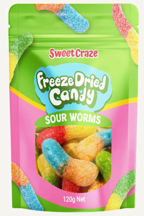 Sweet Craze Freeze Dried Candy Sour Worms 120g
