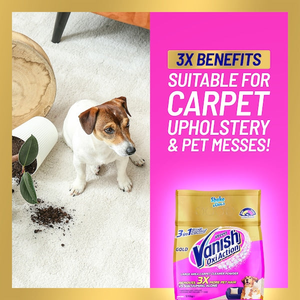 Vanish Preen Gold 3 In 1 Carpet Cleaning Powder Large Area 510g