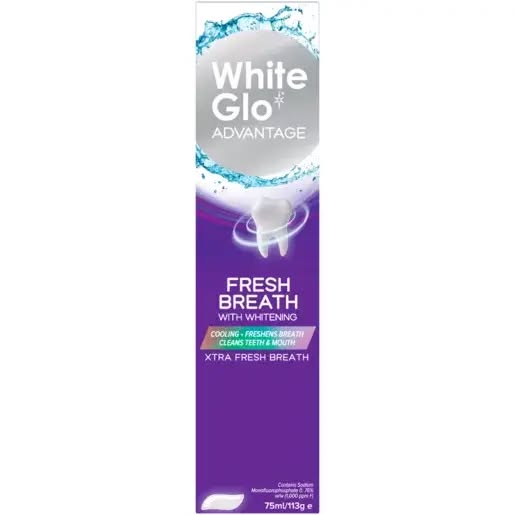 White Glo Advantage 113g Purple With Whitening Toothpaste