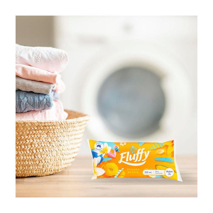 Fluffy Refill Sachet Liquid Fabric Softener Conditioner Makes 2 Litres -  Summer Breeze 250ml