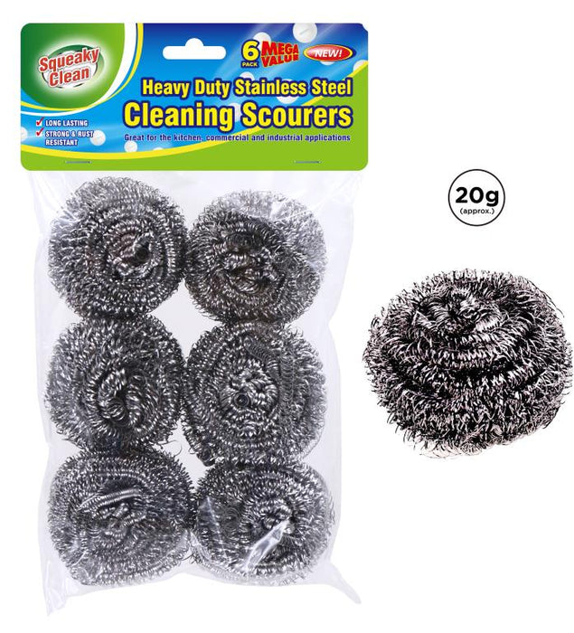 Stainless Steel Scourers 6PK