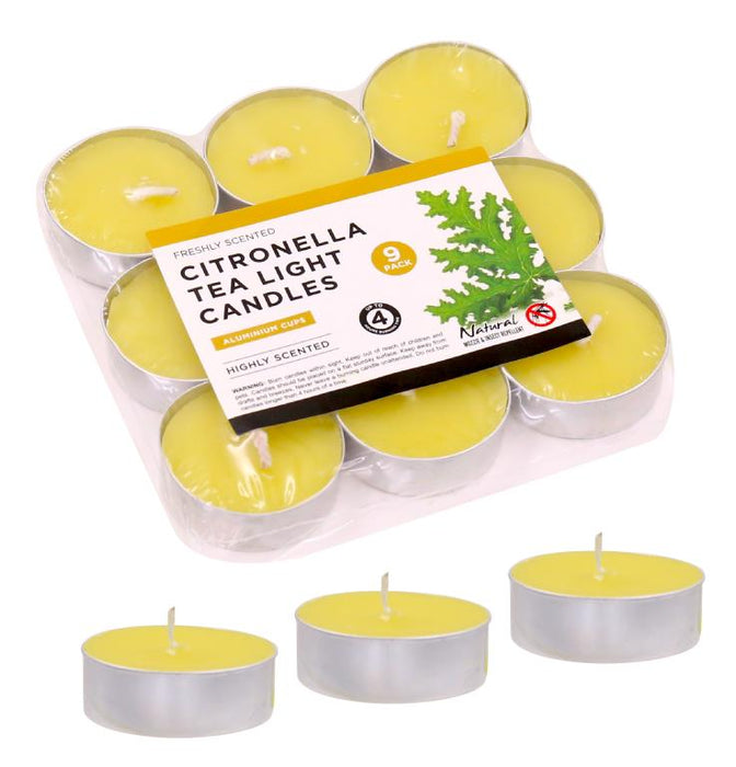 Citronella Insect Repelling Tea Light Candles 9PK