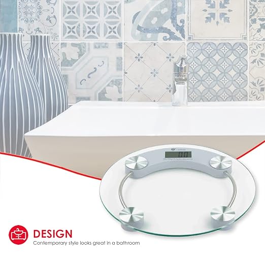 Bathroom Digital Scale Round Glass 33cm