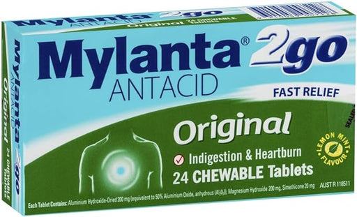 Mylanta 2Go Antacid Original 24 Chewable Tablets