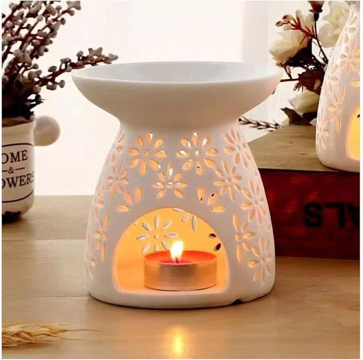 Ceramic White Little Wax & Oil Burner - Assorted Designs 9cm x 8cm