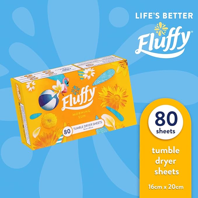 Fluffy Fabric Softener Dryer Sheets Morning Sun 80 Pack