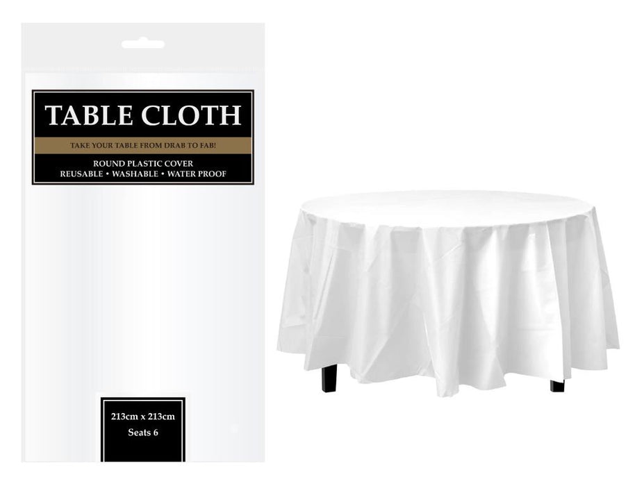 White Plastic Round Series 213cm Table Cloth