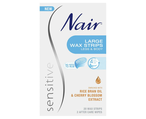 Nair Large Wax Strips Legs & Body 20 Wax Strips Sensitive
