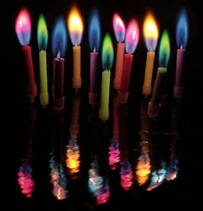 Coloured Flamed Birthday Candles 12PK