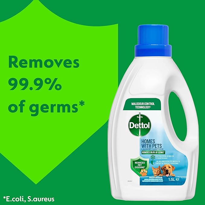 Dettol Homes With Pets Laundry Sanitiser Fresh Breeze 1.5 Litre