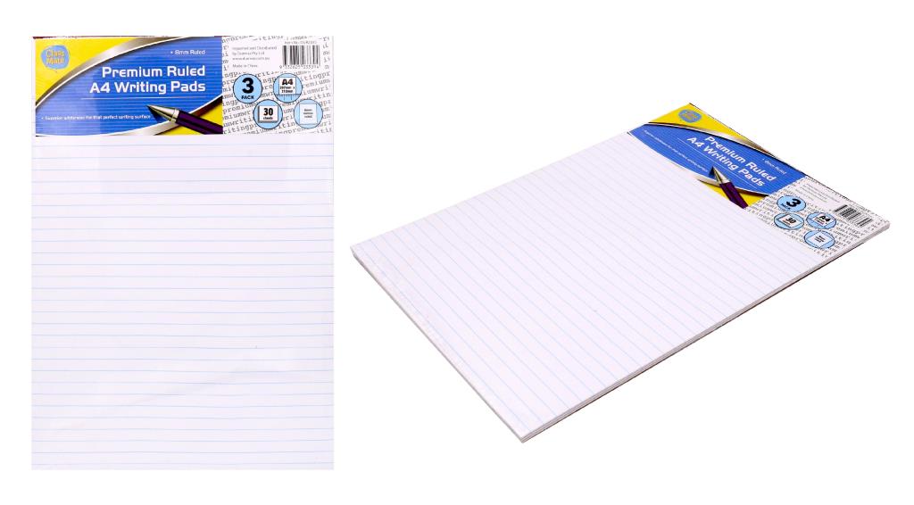 A4 Writing Pads 3PK