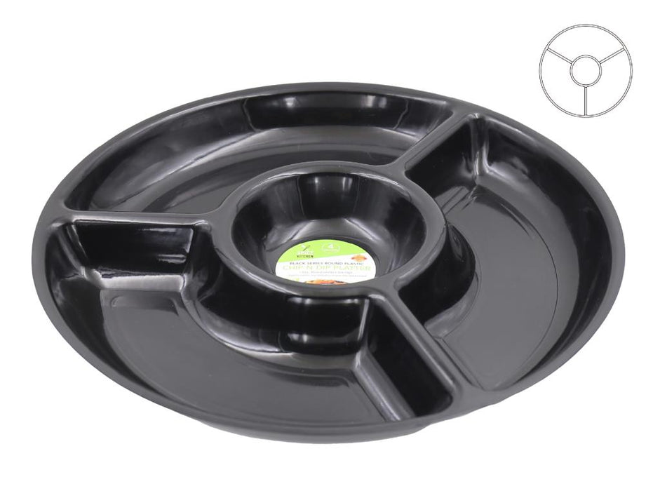 Black Series Round Chip & Dip Platter