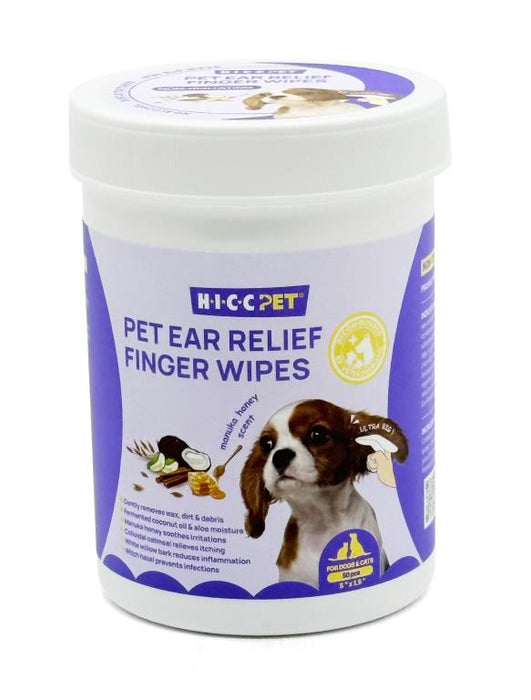 Pet Ear Relief Finger Wipes Bulk 50 Pack With Manuka Honey