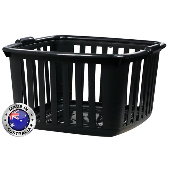 Black Square Laundry Washing Basket With Handles 45 Litre