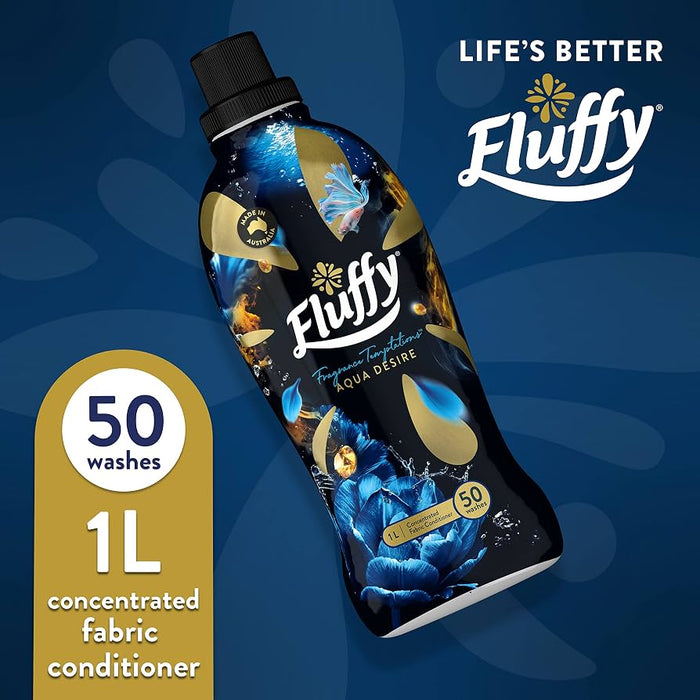 Fluffy 1 Litre Fabric Conditioner Fragrance Temptations Aqua Desire