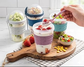 Re-Usable Yoghurt Cup With Spoon - Red Series