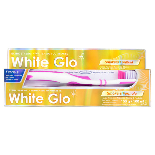White Glo Smokers Formula Toothpaste 150g + Toothbrush