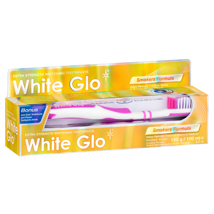 White Glo Smokers Formula Toothpaste 150g + Toothbrush