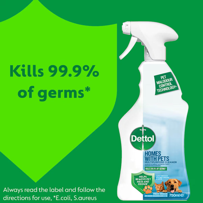 Dettol Large 750ml Multi Purpose Cleaner Homes With Pets Helps Remove Pet Mess And Odour