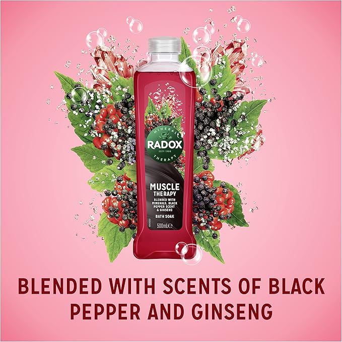 Radox 500ml Bath Soak Muscle Therapy Enriched With Black Pepper & Ginseng Scent