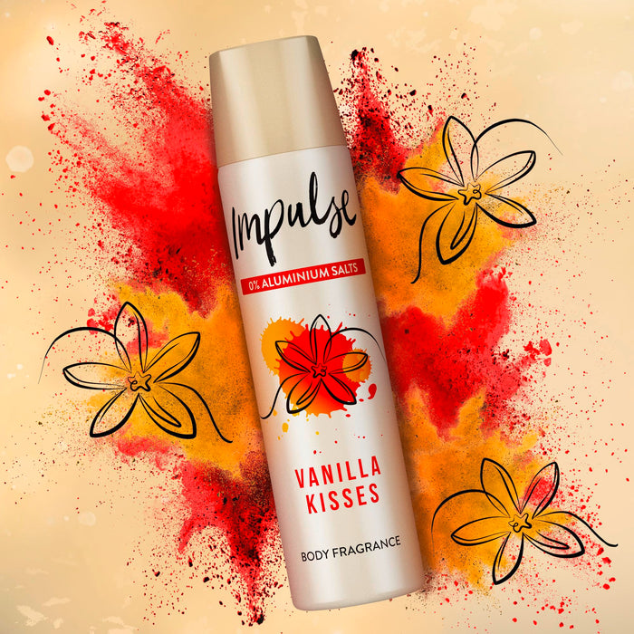Impulse Body Spray Deodorant Vanilla Kisses 75ml