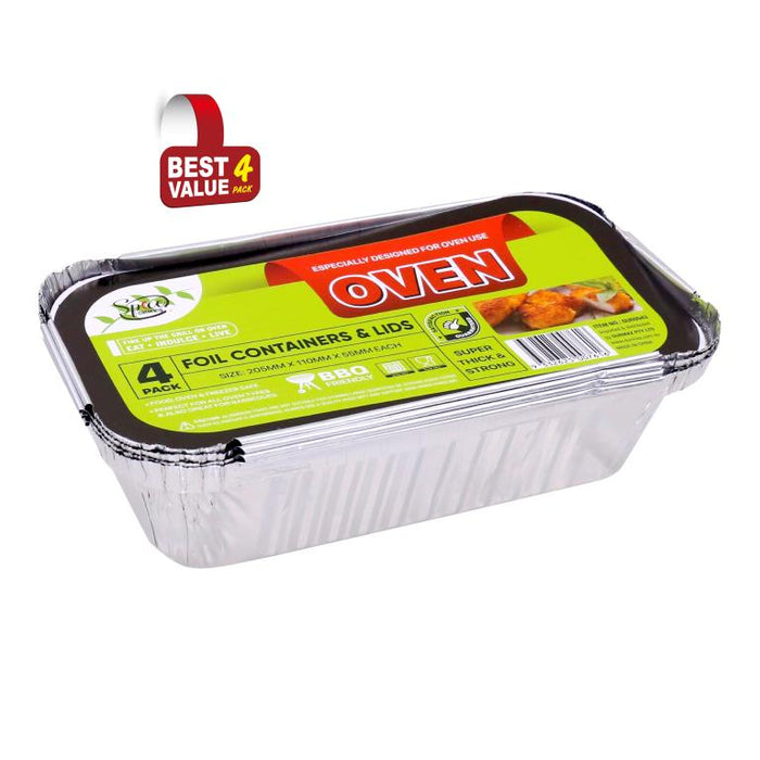 Foil Oven BBQ Trays With Lids 4PK
