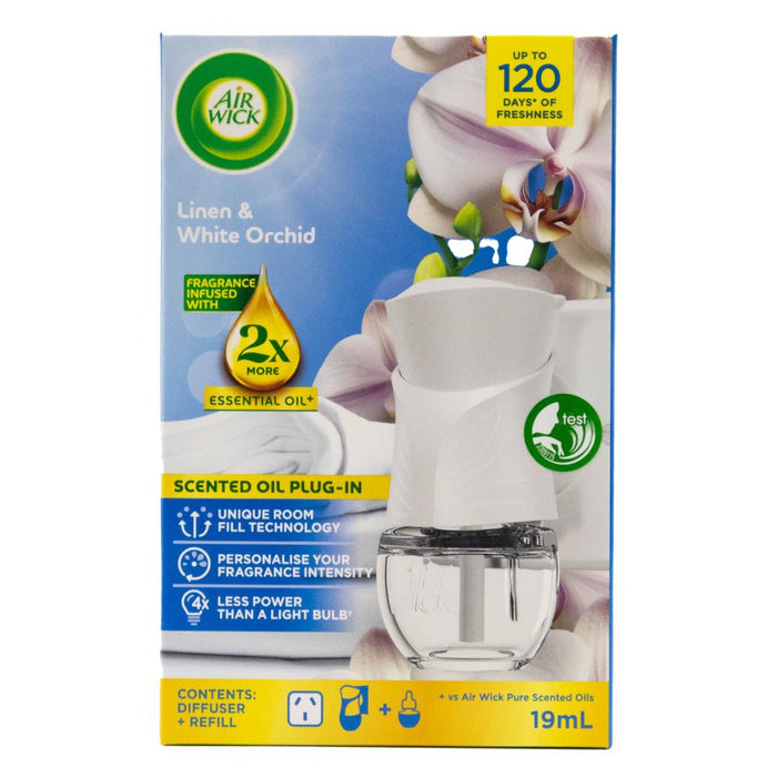 Air Wick Plug-In Diffuser + Refill Set Linen & White Orchid 19 ml