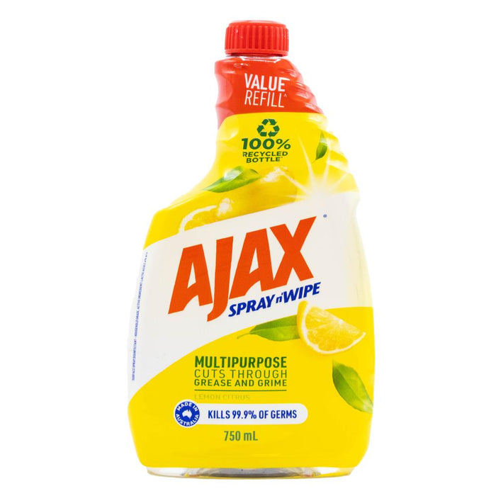 Ajax 750ml Spray N Wipe Refill Multi Purpose Spray Lemon Citrus
