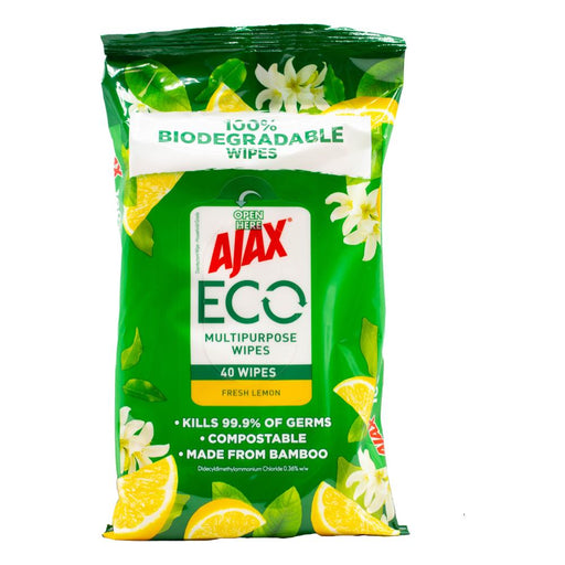 Ajax Eco Multi Purpose Wipes 40PK Fresh Lemon