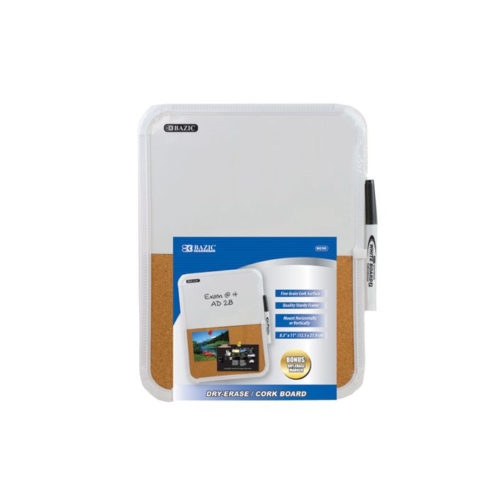 Bazic Dry Erase Cork Combo Board With White Board Marker