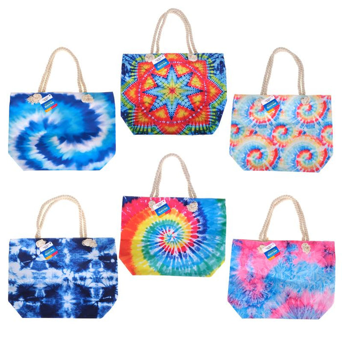 Beach Bag Tie Dye Design Zippered Opening