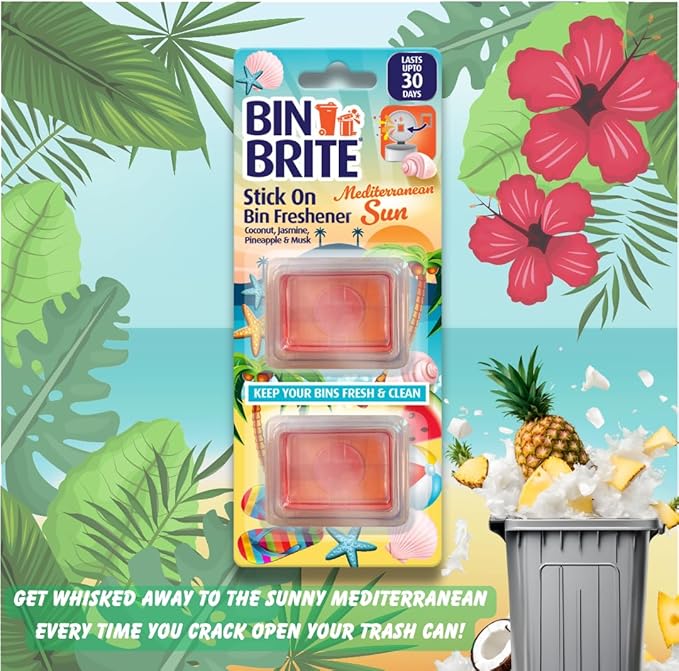 Bin Brite Stick On Freshener 2 Pack Mediterranean Sun