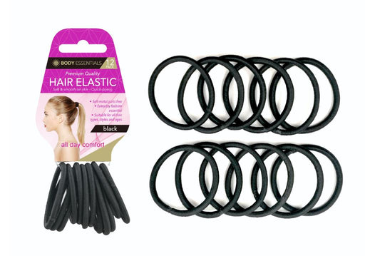 Black Hair Elastics Metal Free 12 PK