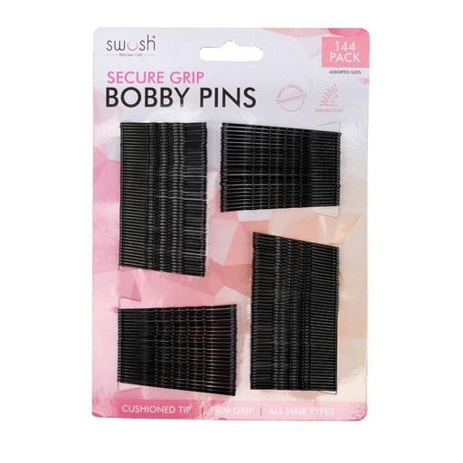 Bobby Pin 144pc Set - Includes 96 Small Pins 4.5cm & 48 Large Pins 6cm - Black