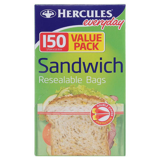 Bulk 150PK Hercules Sandwich Bags Snap Lock 16.5cm x 15.5cm