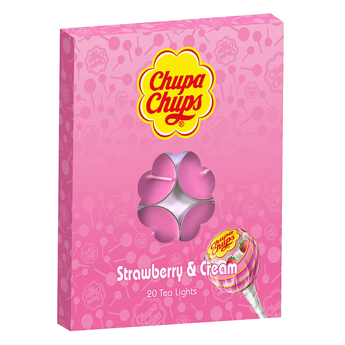 Chupa Chups Tealight Candle 20pk - Strawberry & Cream