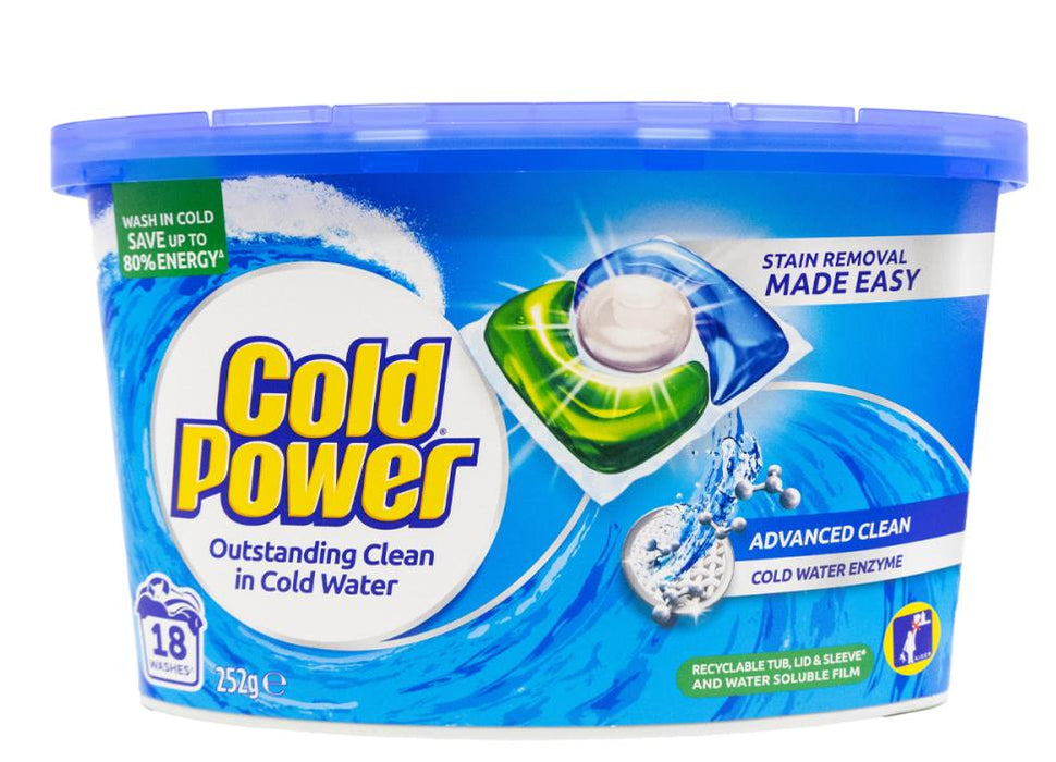Cold Power Advanced Clean Laundry Capsules Washing Detergent 18 Pack