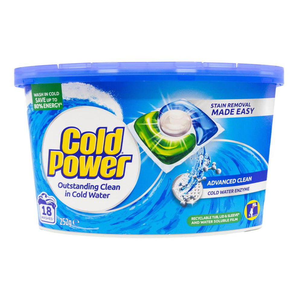 Cold Clean Power Advanced Clean Laundry Capsules Washing Detergent 18 Pack — Super ...