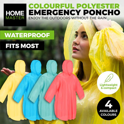 Coloured Emergency Poncho 2 PK