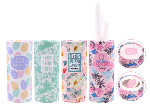 Cylinder Style Car Tissues - Inspirational Sayings - Pastel Series
