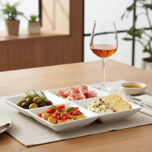 Adult / Kids Snack Plate White Melamine 22cm x 22cm