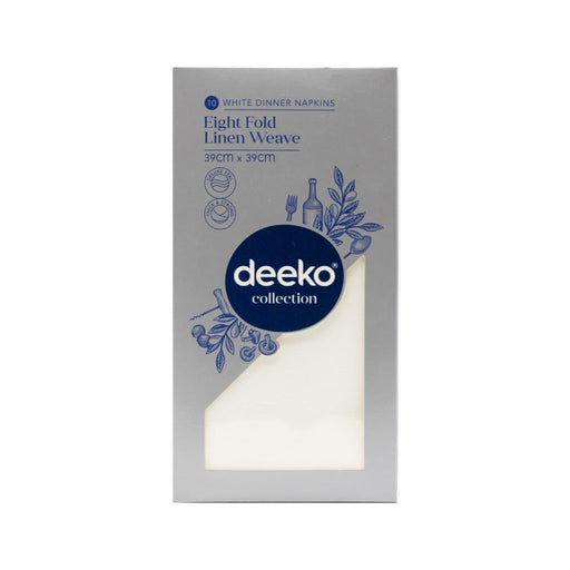 Deeko White Dinner Napkins 10 Pack